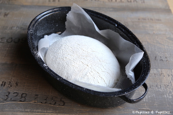 Après la seconde levée, on saupoudre un peu de farine