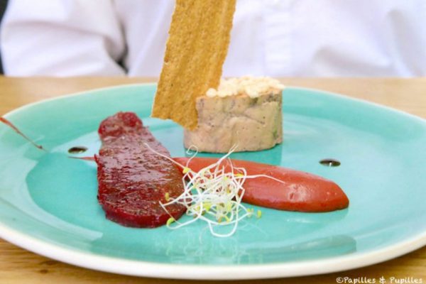 Foie gras mi cuit, croûte de seigle au carvi, betterave tandoori crapaudine rôtie – Solena