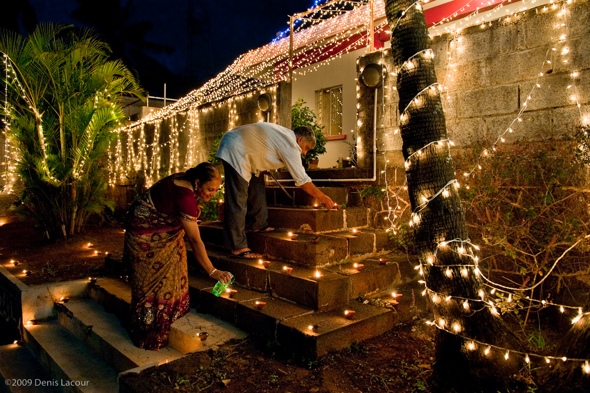 Maison décorée pour Diwali à Triolet, île Maurice