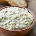 Dish of Sauce Gribiche with Toasted Baguette