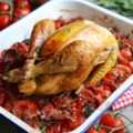 Poulet du dimanche aux tomates, lardon, estragon