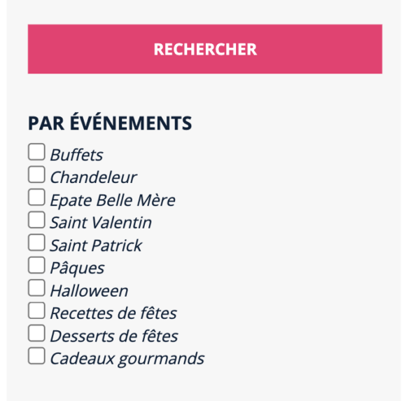 Recherche par évènements
