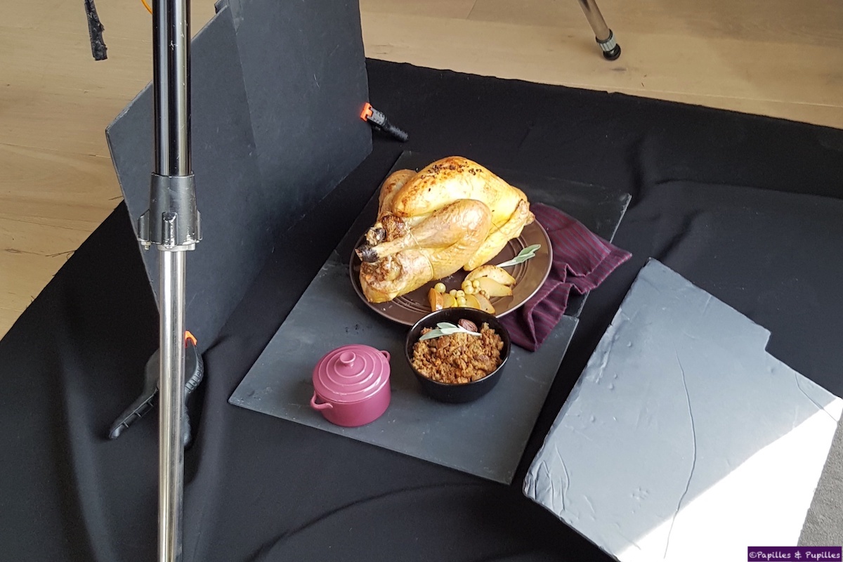 Coulisses du shooting culinaire de la dinde farcie