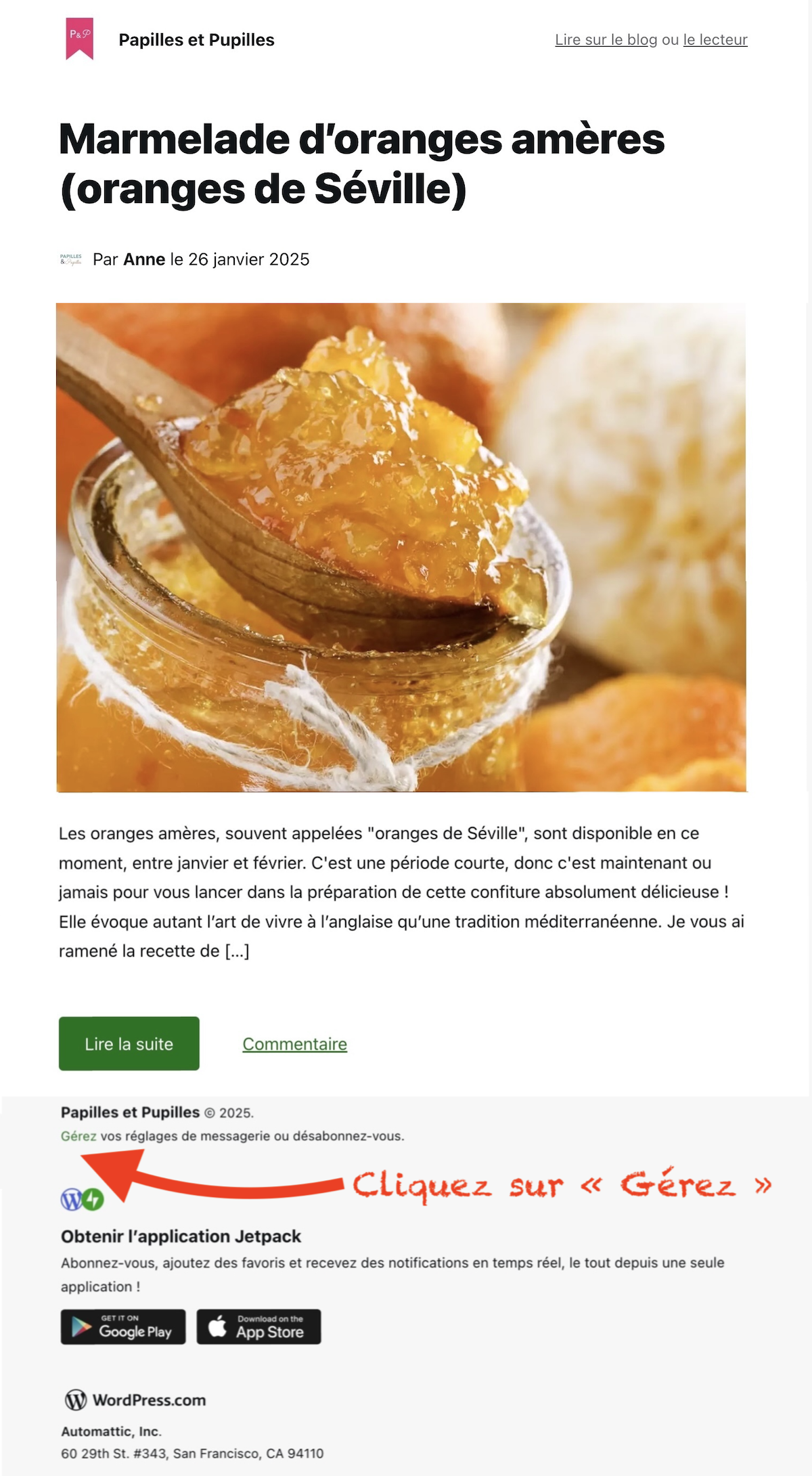 Cliquez sur "Gérez"