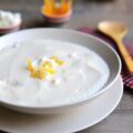 Velouté de chou fleur, fromage de chèvre et zestes d’oranges