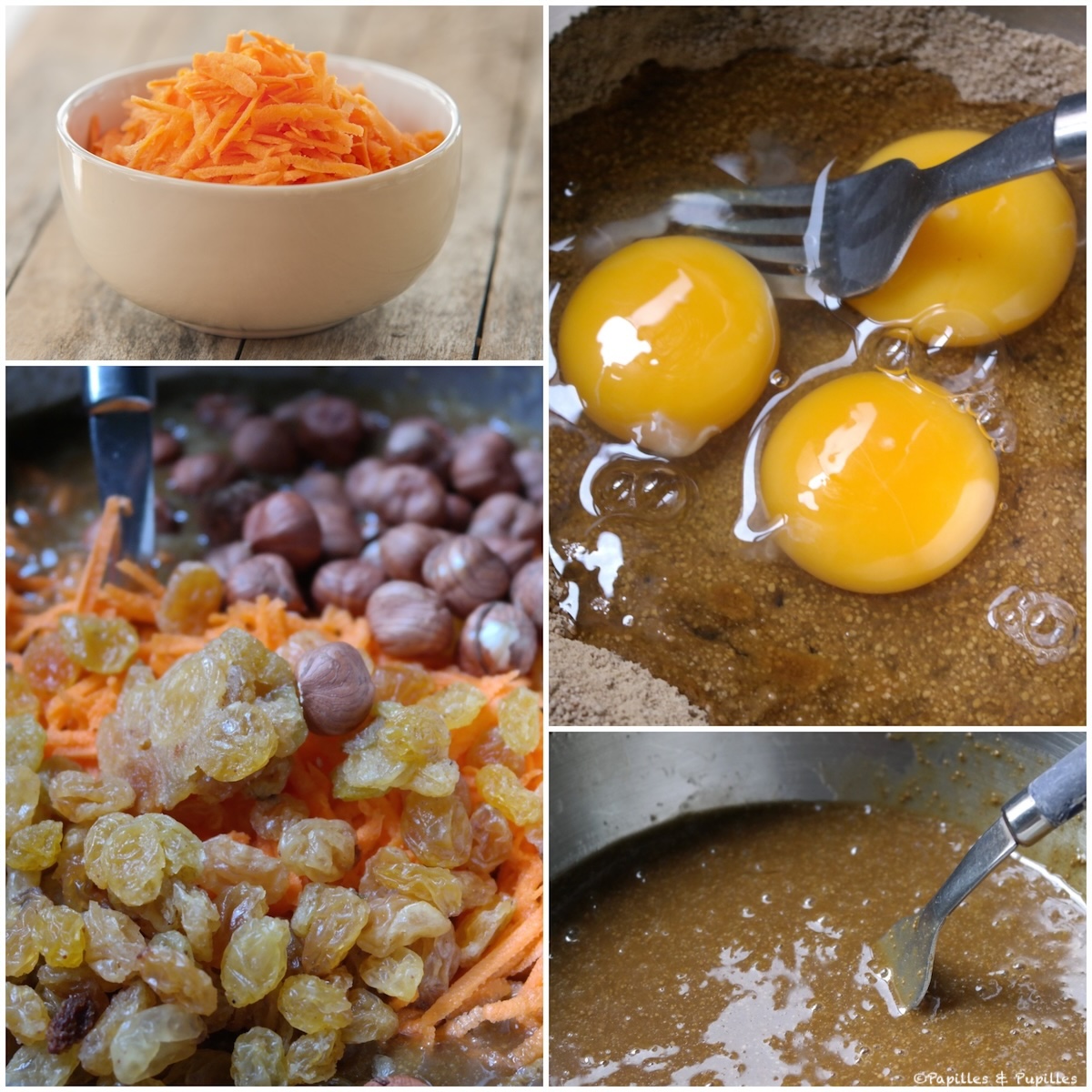 Mélange sucre, oeufs et huile pour carrot cake avant ajout des carottes