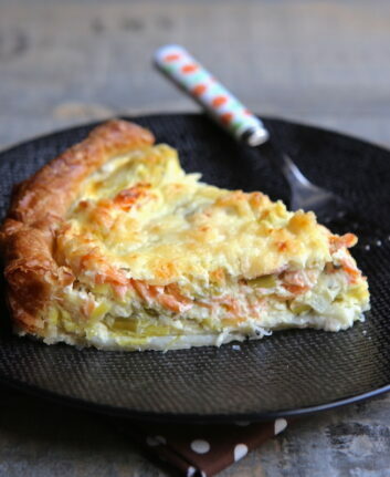 Quiche aux poireaux et à la truite fumée
