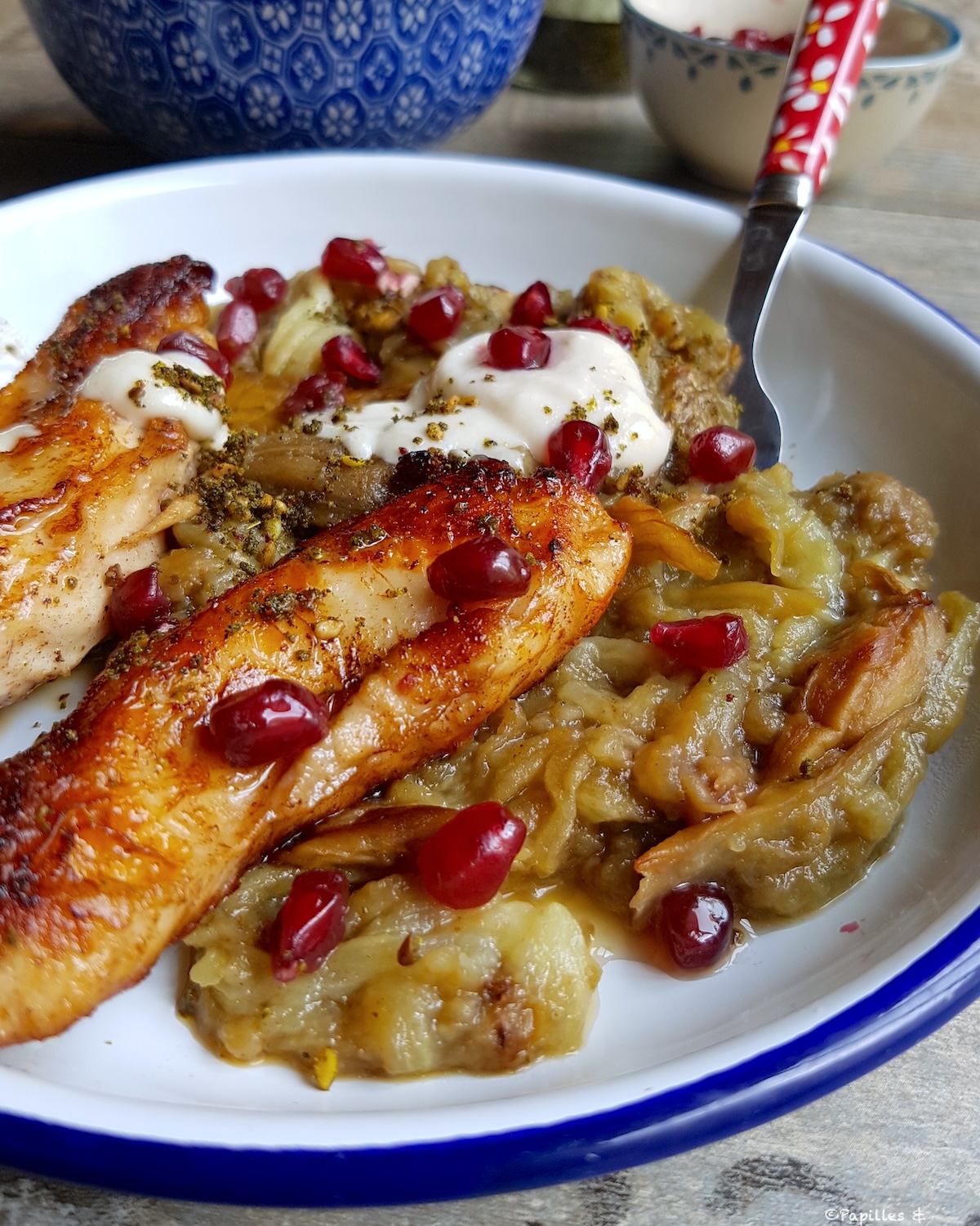 Filets de lapin sauce tahiné et grenade