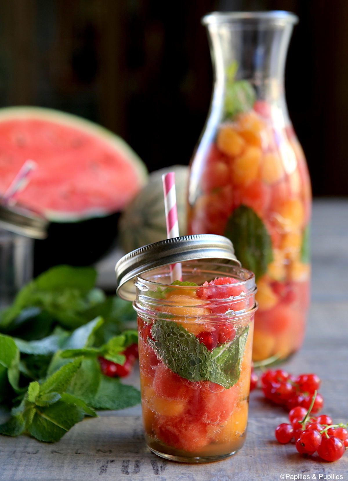 Eau parfumée melon pastèque groseille et menthe