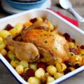 Poulet rôti aux pommes de terre et chorizo