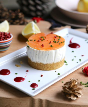 Cheesecake saumon coulis betterave gingembre