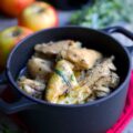 Poulet mijoté au cidre, à la moutarde et à l’estragon