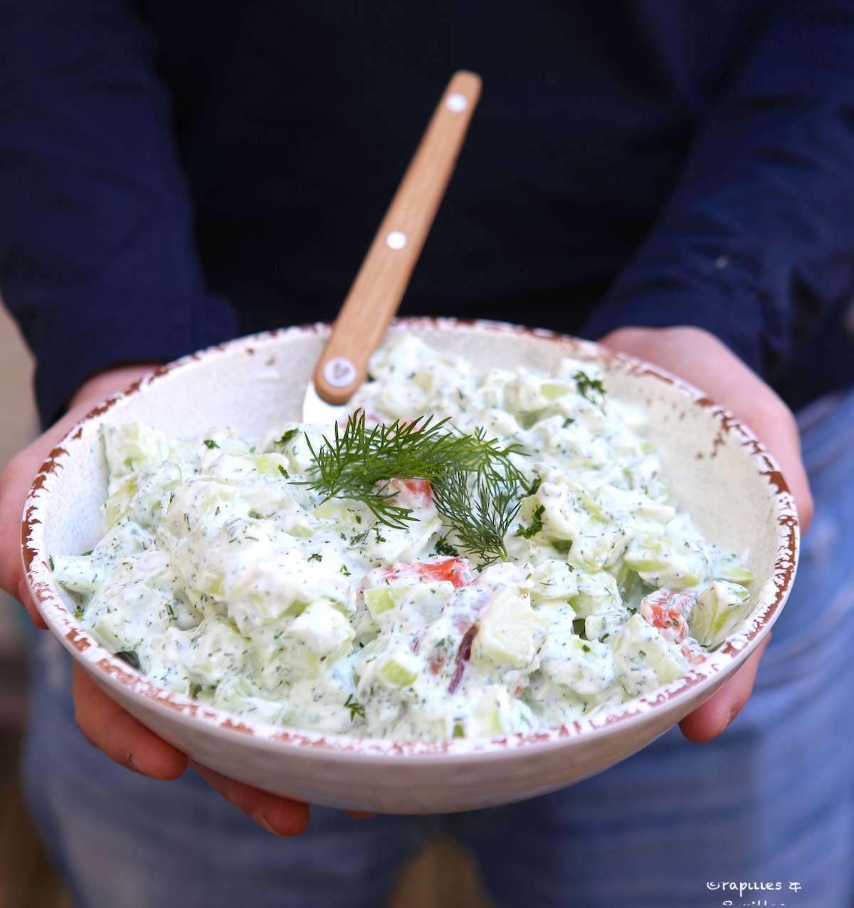 Salade de concombre ricotta saumon fumé aneth