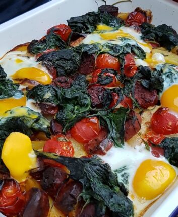 Country potatoes, tomates et chorizo façon Yotam Ottolenghi