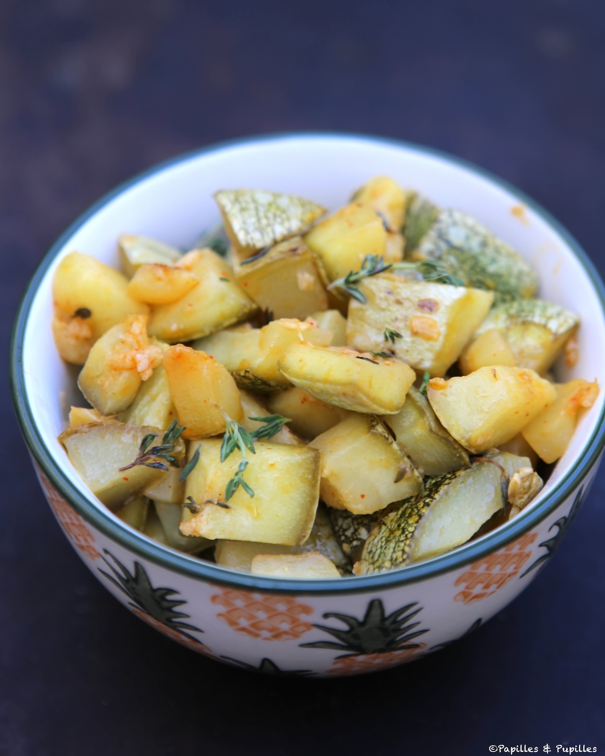 Courgettes marinées au thym et citron
