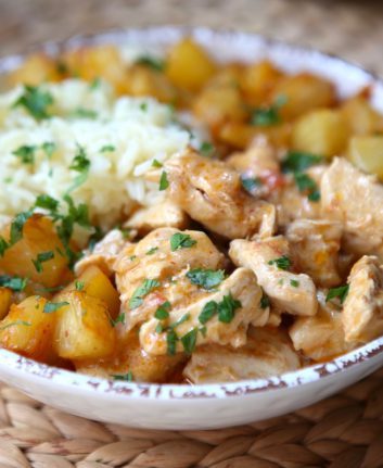 Poulet ananas riz gingembre