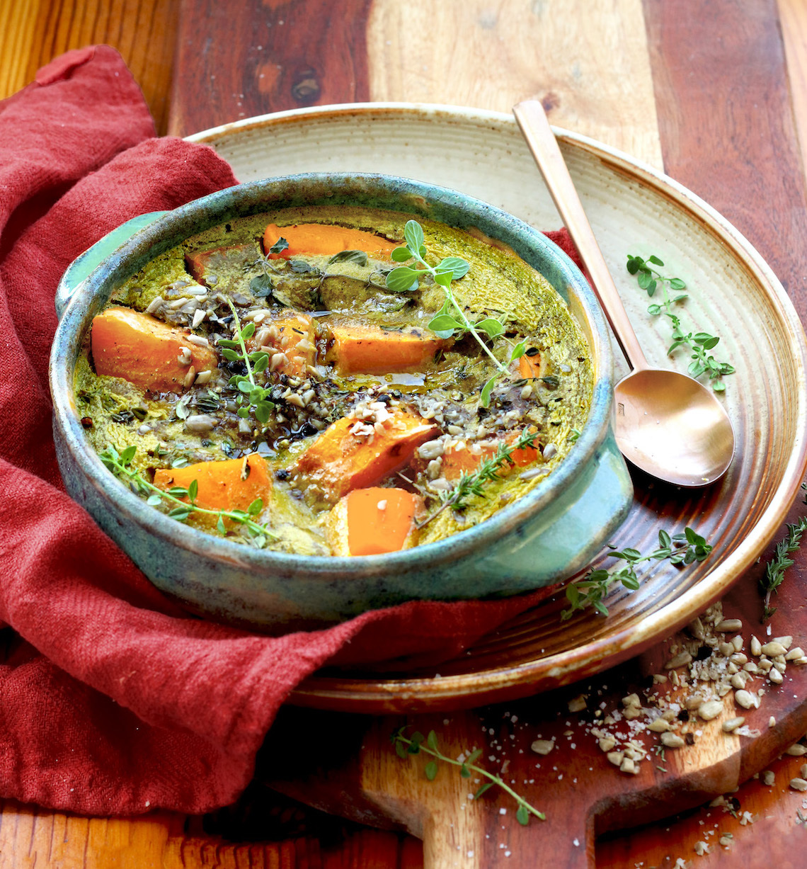 Clafoutis à la courge butternut et au thym frais ©ClemenceCatz