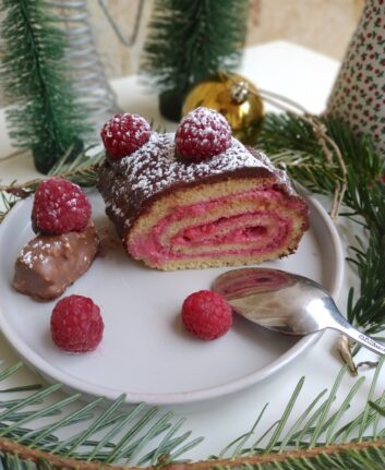 Bûche de Noël chocolat framboises