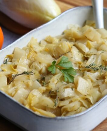 Endives braisées au miel et jus d'orange