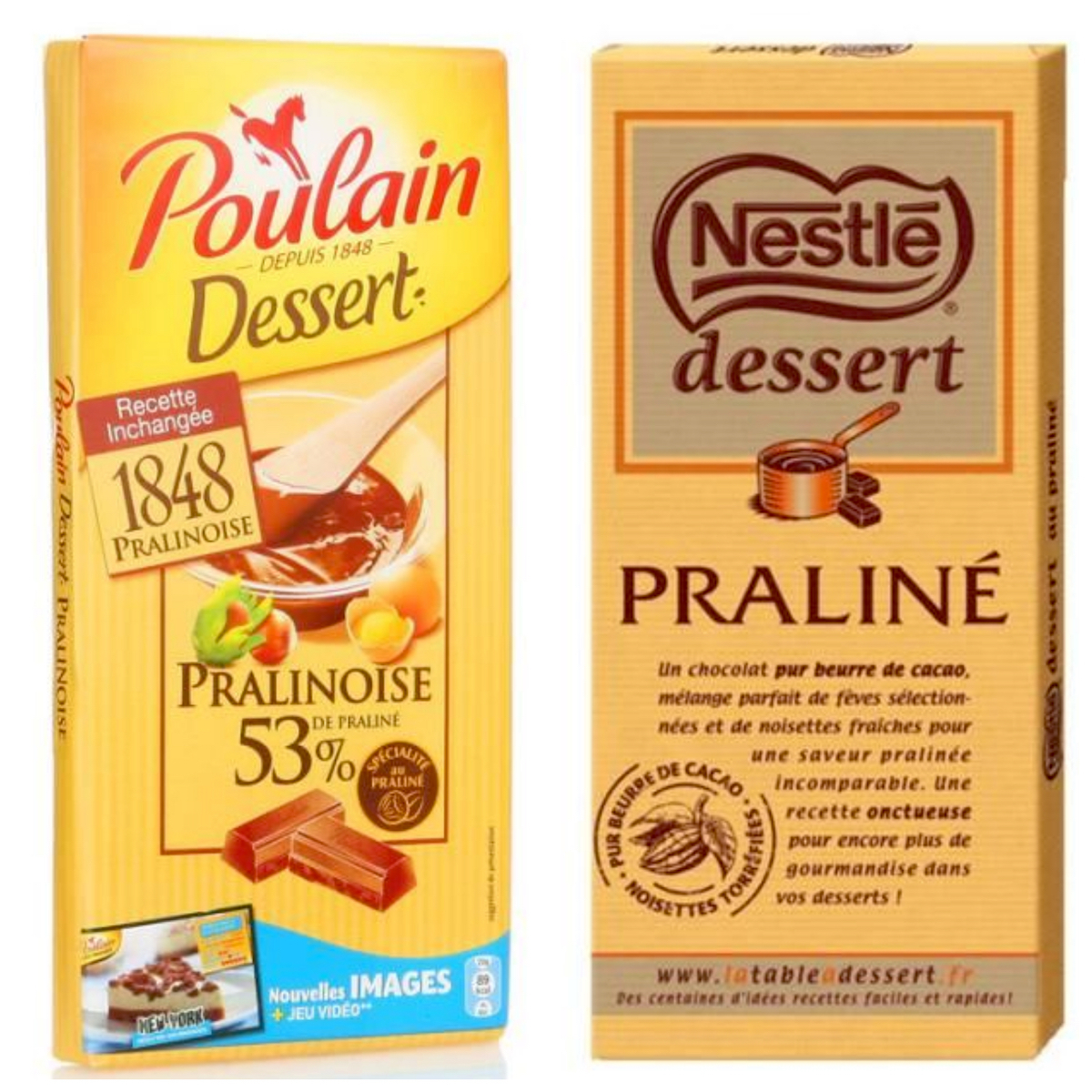 Pralinoise Poulain et Nestlé Dessert Praliné