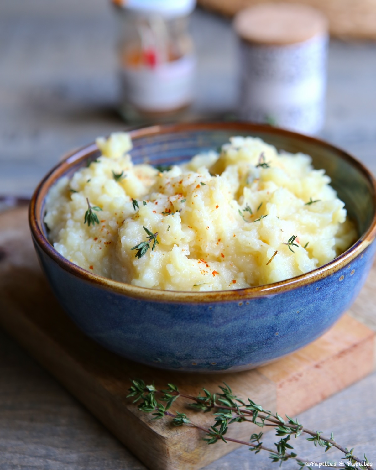 Purée de pommes de terre au céleri et au thym