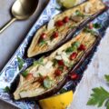 Aubergines cuites au four, amandes et grenade
