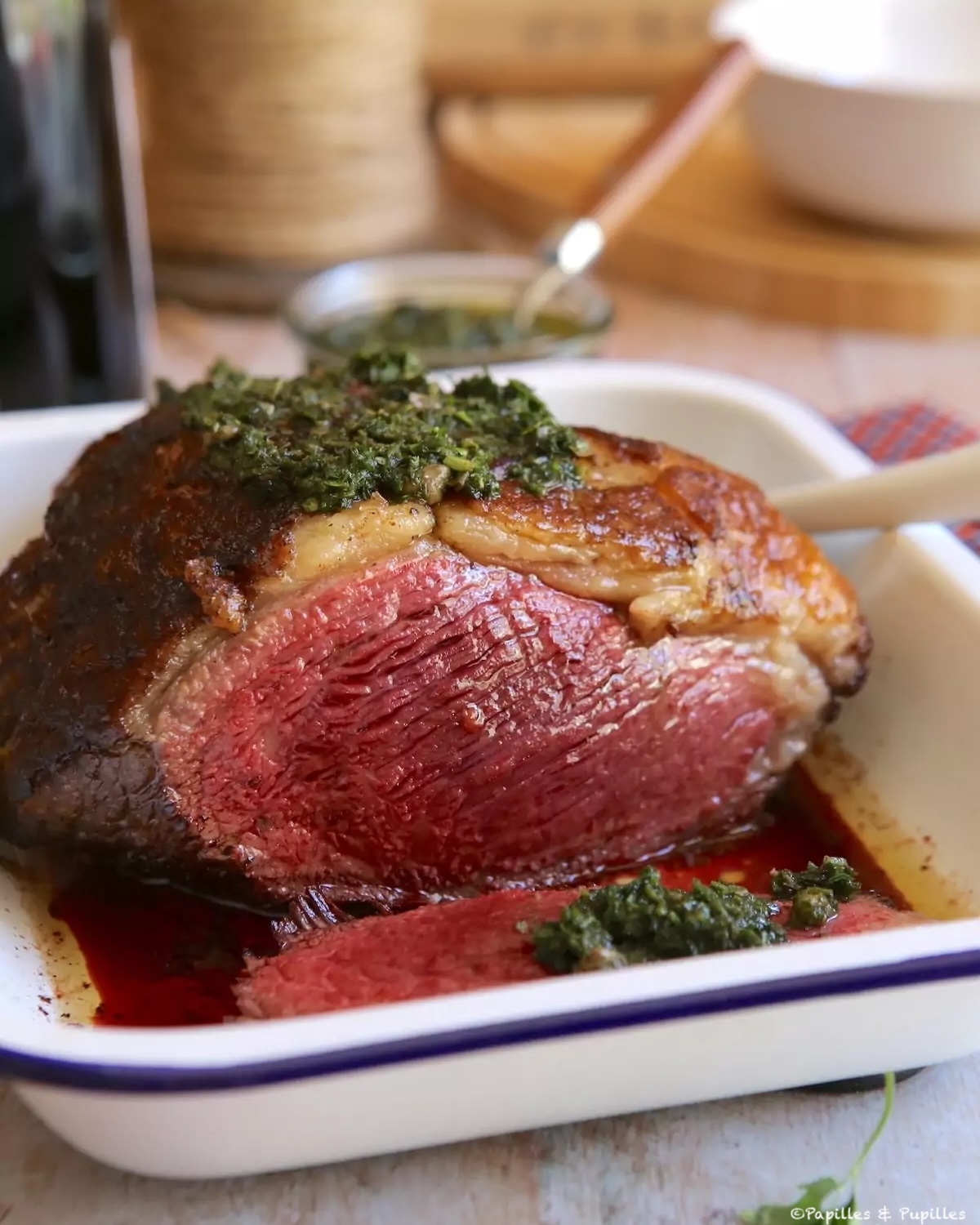 Picanha de bœuf Angus au four, sauce verte