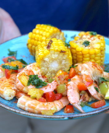Gambas mais piments (ou poivrons)