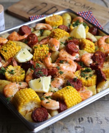 Gambas maïs pommes de terre chorizo