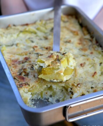 Gratin de courgette, riz, basilic et Parmesan