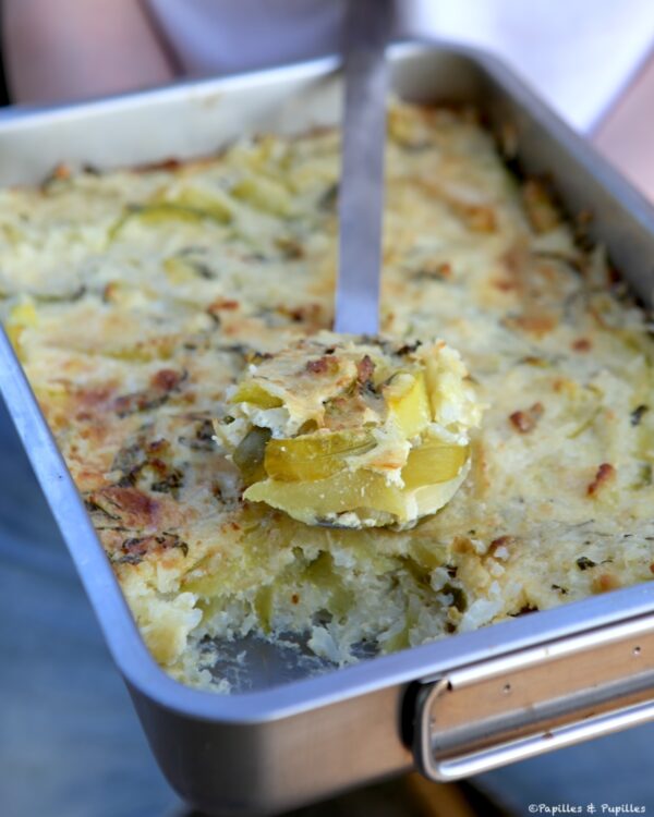 Gratin de courgette, riz, basilic et Parmesan