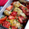 Cuisses de poulet au four, tomates et thym
