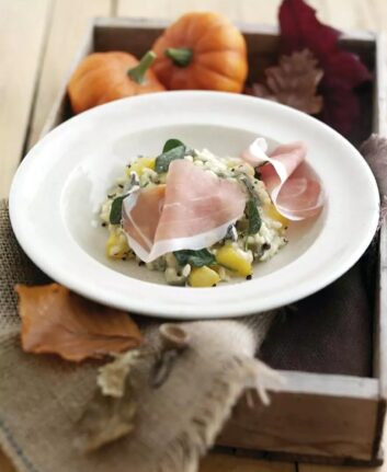 Risotto d'automne au jambon de Parme, potiron et gorgonzola