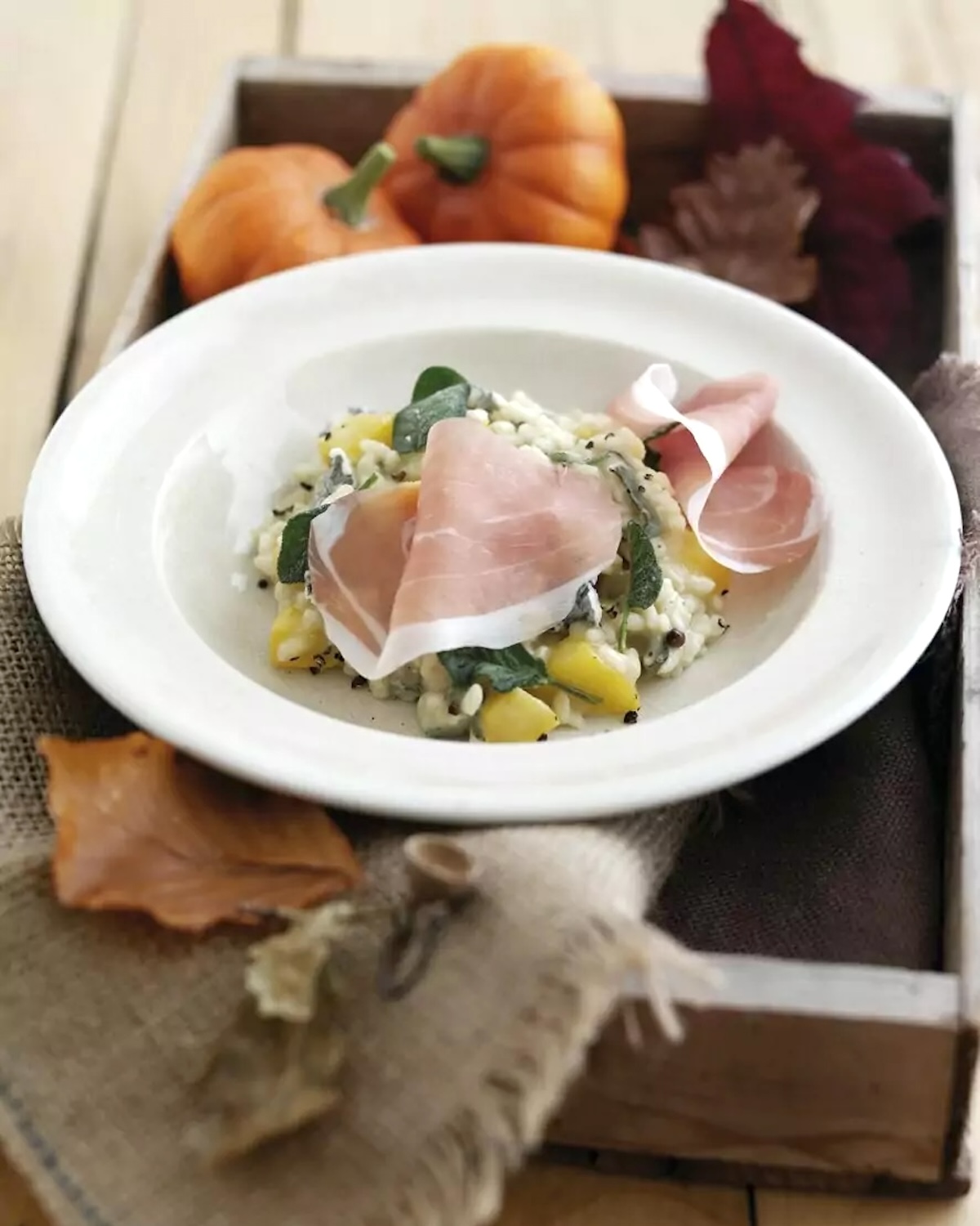 Risotto d'automne au jambon de Parme, potiron et gorgonzola