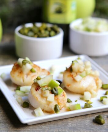 Coquilles Saint Jacques pommes et pistaches