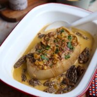 Rôti de veau à la crème et aux morilles