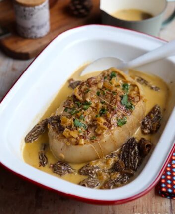 Rôti de veau à la crème et aux morilles