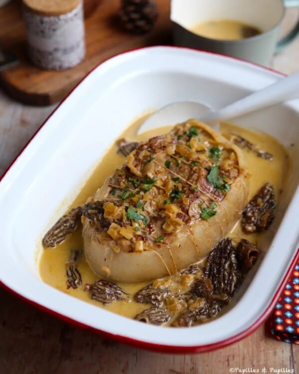 Rôti de veau à la crème et aux morilles