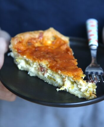 Quiche poireaux lardons Cheddar