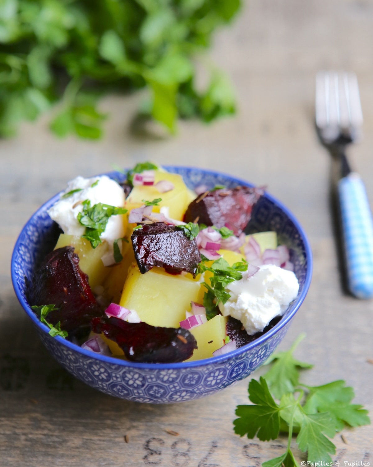 Salade de betteraves et pommes de terre au fromage frais