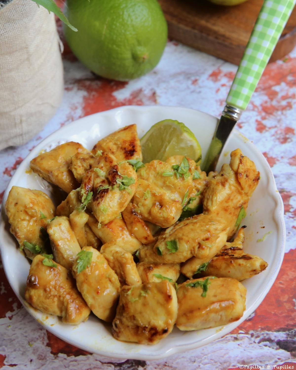 Aiguillettes de poulet à la moutarde, au miel et au curry