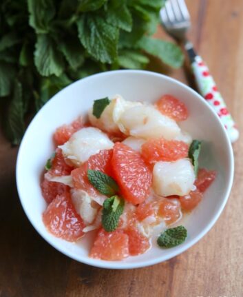 Ceviche de cabillaud aux pamplemousses roses