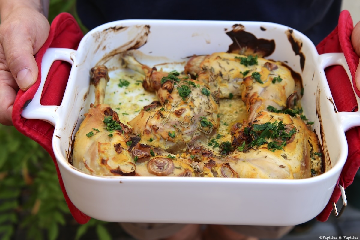 Cuisses de poulet à la moutarde et au thym