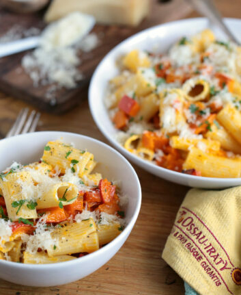 Rigatoni au potimarron et au fromage de brebis Ossau Iraty