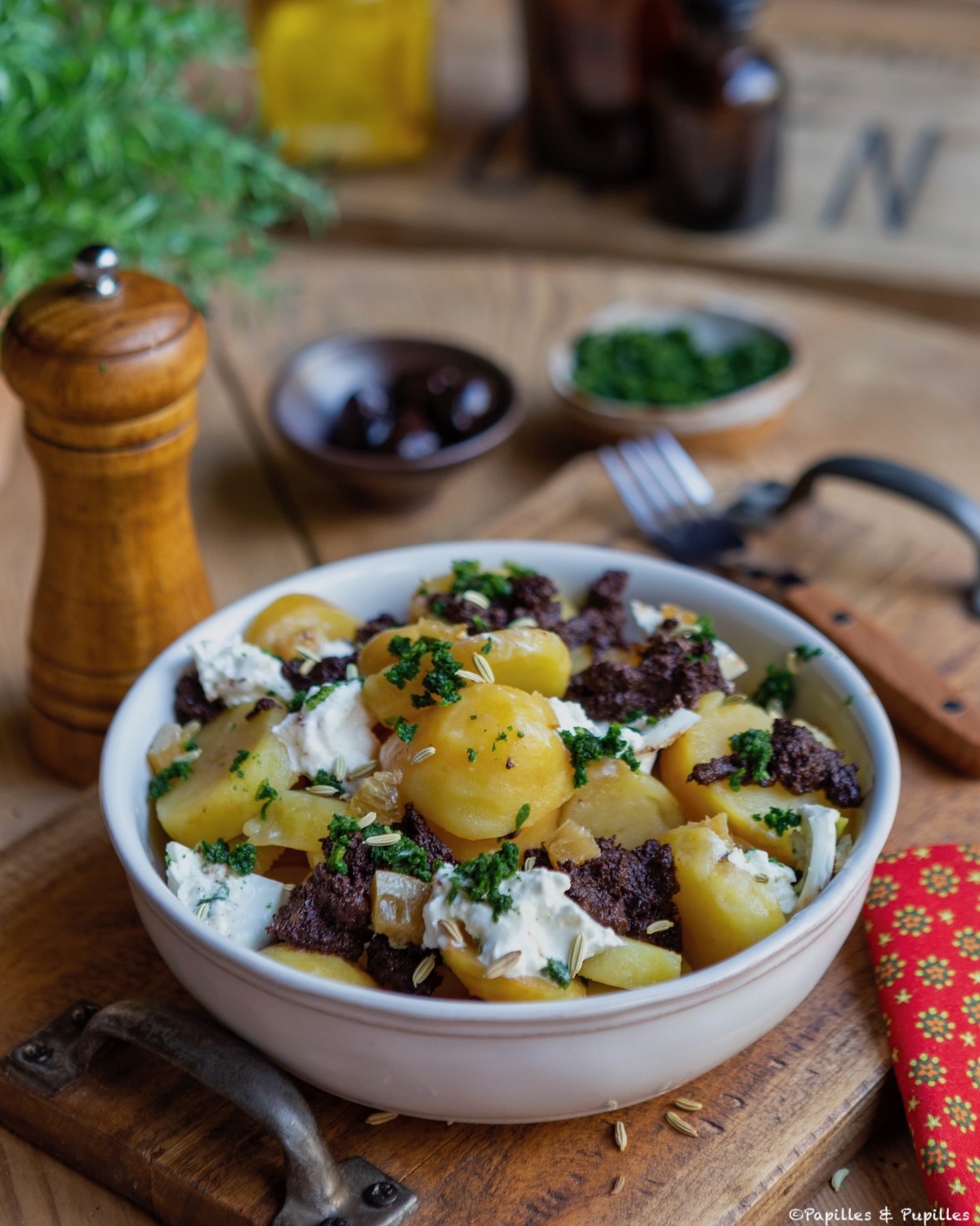 Salade de pommes de terre tapenade et burrata 