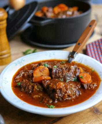 Joues de bœuf aux quatre-épices, rhum et sauce barbecue