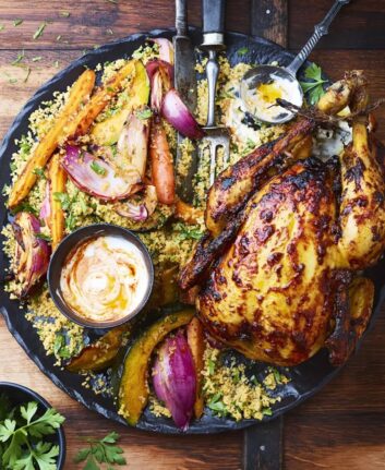 Poulet rôti au yaourt et légumes d'automne