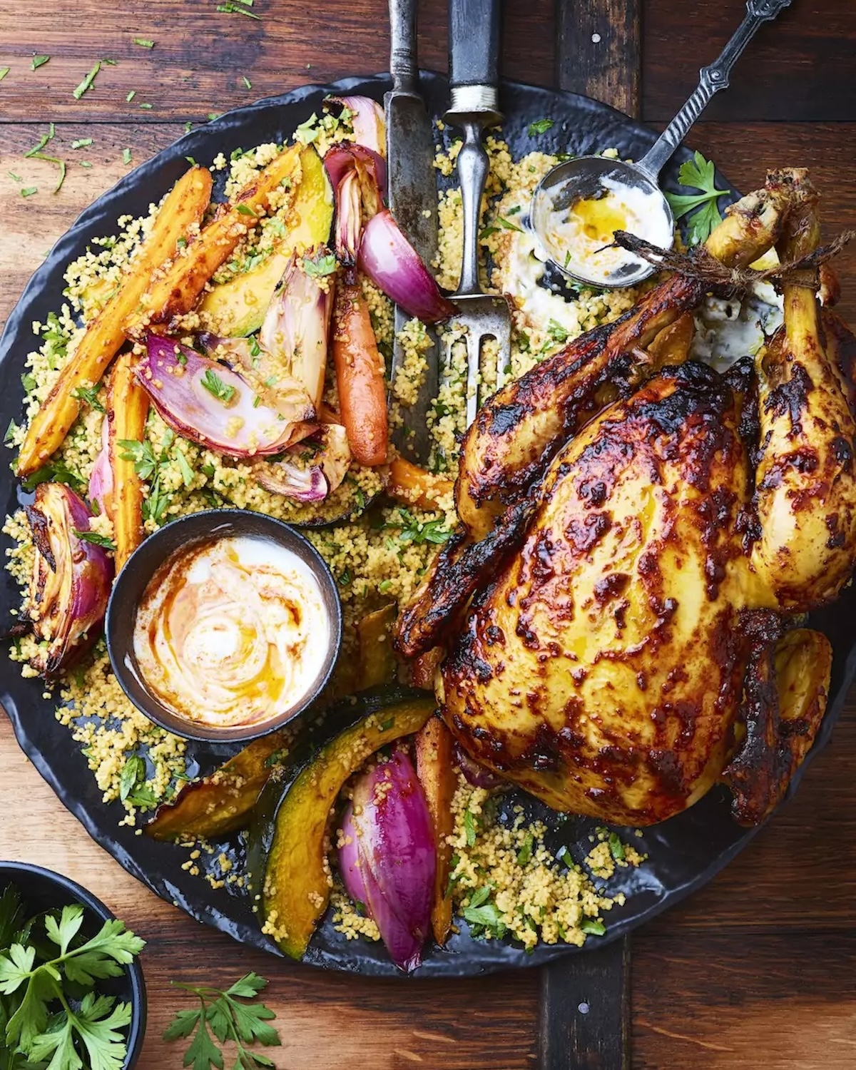 Poulet rôti au yaourt et légumes d'automne