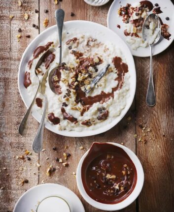 Riz au lait crémeux sa sauce au chocolat
