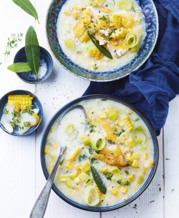 Velouté crémeux de maïs et haddock